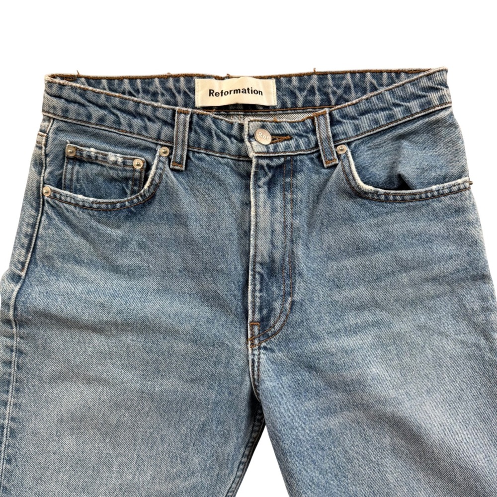 Reformation High Rise Slim Straight Leg Jeans Medium Wash Blue Size 26 - Picture 3 of 10